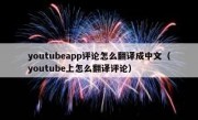 youtubeapp评论怎么翻译成中文（youtube上怎么翻译评论）
