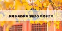 国外服务器租用价格多少的简单介绍