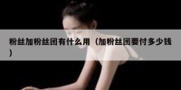 粉丝加粉丝团有什么用（加粉丝团要付多少钱）