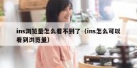 ins浏览量怎么看不到了（ins怎么可以看到浏览量）