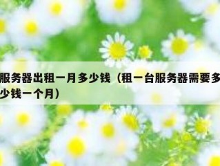 服务器出租一月多少钱（租一台服务器需要多少钱一个月）