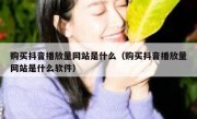 购买抖音播放量网站是什么（购买抖音播放量网站是什么软件）