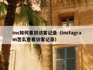ins如何看到访客记录（instagram怎么查看访客记录）