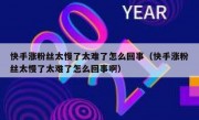 快手涨粉丝太慢了太难了怎么回事（快手涨粉丝太慢了太难了怎么回事啊）