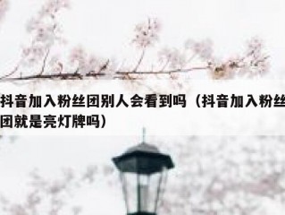 抖音加入粉丝团别人会看到吗（抖音加入粉丝团就是亮灯牌吗）