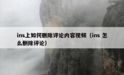 ins上如何删除评论内容视频（ins 怎么删除评论）