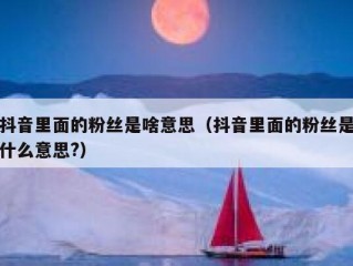 抖音里面的粉丝是啥意思（抖音里面的粉丝是什么意思?）