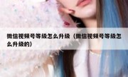 微信视频号等级怎么升级（微信视频号等级怎么升级的）