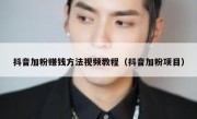 抖音加粉赚钱方法视频教程（抖音加粉项目）