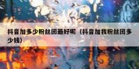 抖音加多少粉丝团最好呢（抖音加我粉丝团多少钱）
