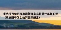 重庆限号处罚标准最新规定文件是什么样的啊（重庆限号怎么处罚最新规定）