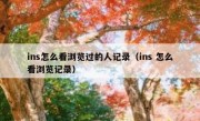 ins怎么看浏览过的人记录（ins 怎么看浏览记录）