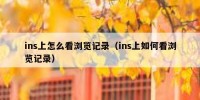 ins上怎么看浏览记录（ins上如何看浏览记录）