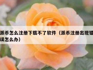 派币怎么注册下载不了软件（派币注册出现错误怎么办）
