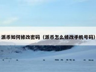 派币如何修改密码（派币怎么修改手机号码）