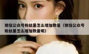微信公众号粉丝量怎么增加数量（微信公众号粉丝量怎么增加数量呢）