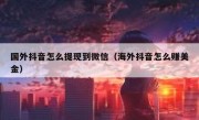 国外抖音怎么提现到微信（海外抖音怎么赚美金）