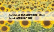 facebook的活动策划方案（facebook的营销推广策略）