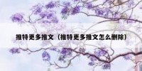 推特更多推文（推特更多推文怎么删除）