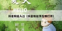 抖音粉丝入口（抖音粉丝页在哪打开）