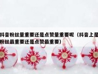 抖音粉丝量重要还是点赞量重要呢（抖音上是粉丝最重要还是点赞最重要）