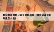 如何查看微信公众号的粉丝量（微信公众号粉丝量怎么查）
