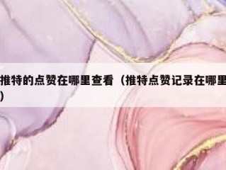 推特的点赞在哪里查看（推特点赞记录在哪里）