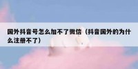 国外抖音号怎么加不了微信（抖音国外的为什么注册不了）
