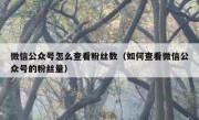 微信公众号怎么查看粉丝数（如何查看微信公众号的粉丝量）