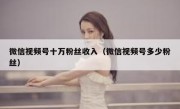 微信视频号十万粉丝收入（微信视频号多少粉丝）