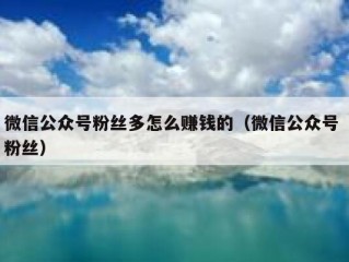 微信公众号粉丝多怎么赚钱的（微信公众号 粉丝）