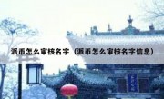 派币怎么审核名字（派币怎么审核名字信息）