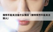 推特不能关注是什么情况（推特突然不能关注别人）