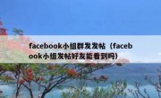 facebook小组群发发帖（facebook小组发帖好友能看到吗）