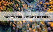 抖音咋样加粉丝团（如何在抖音里加粉丝团）