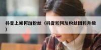 抖音上如何加粉丝（抖音如何加粉丝团和升级）