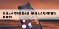 微信公众号粉丝怎么看（微信公众号如何看粉丝数量）