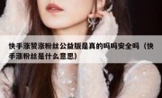 快手涨赞涨粉丝公益版是真的吗吗安全吗（快手涨粉丝是什么意思）