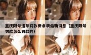 重庆限号违章罚款标准表最新消息（重庆限号罚款怎么罚款的）