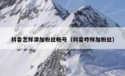 抖音怎样添加粉丝帐号（抖音咋样加粉丝）