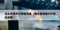 怎么开海外代理服务器（海外服务器APP安装步骤）