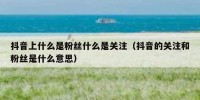 抖音上什么是粉丝什么是关注（抖音的关注和粉丝是什么意思）