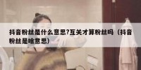 抖音粉丝是什么意思?互关才算粉丝吗（抖音粉丝是啥意思）