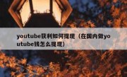 youtube获利如何提现（在国内做youtube钱怎么提现）