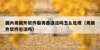 国内用国外软件服务器违法吗怎么处理（用国外软件犯法吗）