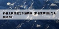 抖音上粉丝是怎么加的呢（抖音里的粉丝怎么加进去）