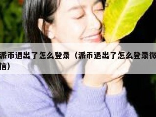 派币退出了怎么登录（派币退出了怎么登录微信）