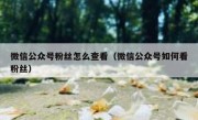 微信公众号粉丝怎么查看（微信公众号如何看粉丝）