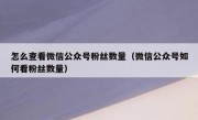 怎么查看微信公众号粉丝数量（微信公众号如何看粉丝数量）