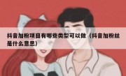 抖音加粉项目有哪些类型可以做（抖音加粉丝是什么意思）